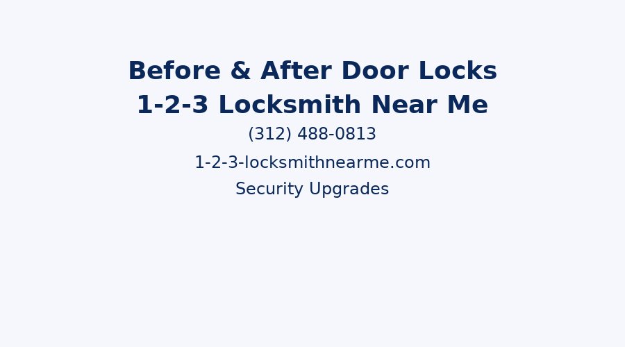 Before and after upgraded deadbolt and handle set on a Chicago front door