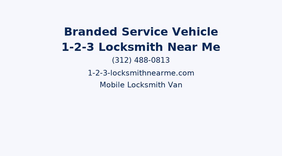 Branded locksmith van with 1-2-3 Locksmith Near Me and phone number (312) 488-0813